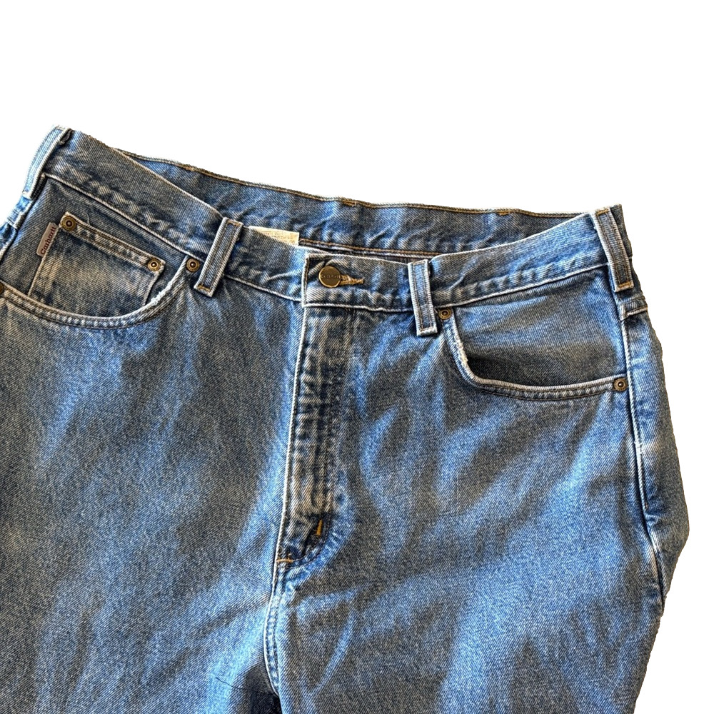 Carhartt Relaxed Fit Jeans 36x30 Blue Denim Workwear with flannel lining
